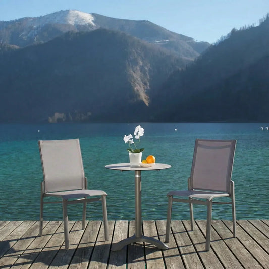 Iris - Stapelstuhl aus Aluminium/Textilene anthrazit ohne Armlehnen