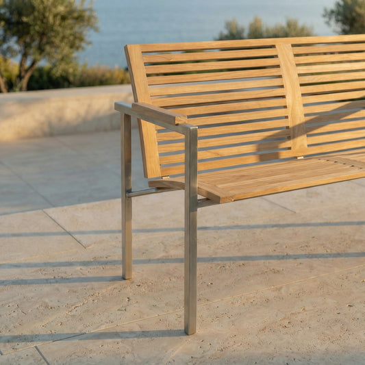 Stapelbank Centauri 150 cm Teakholz/Edelstahl