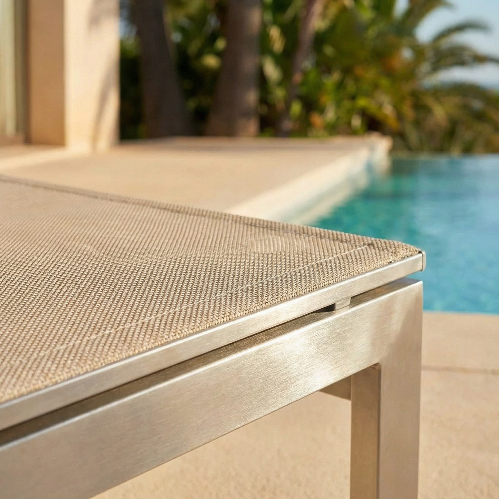 Gartenliege Libra sandgrau Edelstahl/Textilene