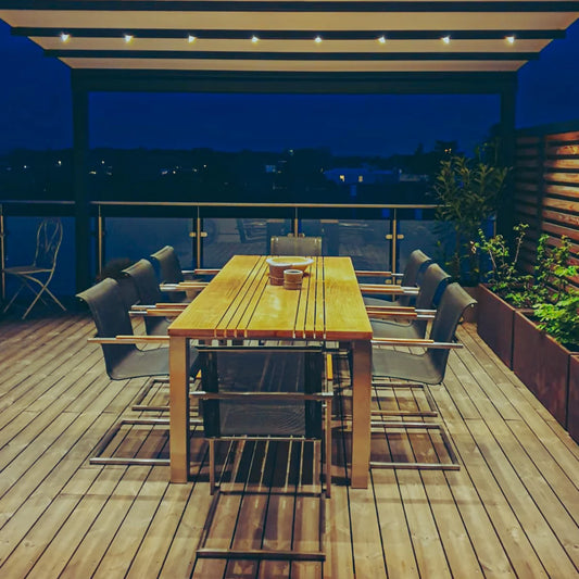 Gartentisch Phönix aus Teakholz mit Edelstahl