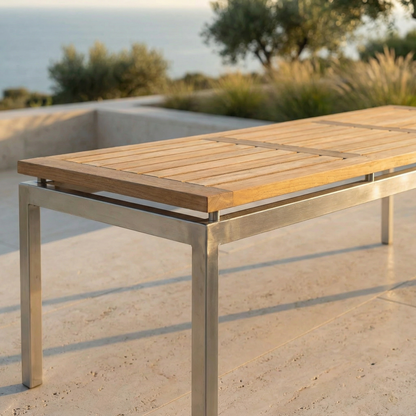 Hockerbank Centauri Teakholz/Edelstahl