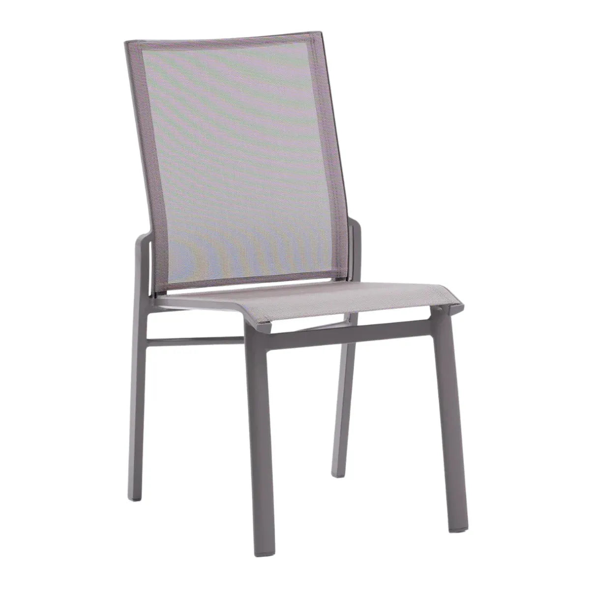 Iris - Stapelstuhl aus Aluminium/Textilene anthrazit ohne Armlehnen