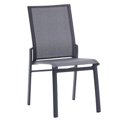 Iris - Stapelstuhl aus Aluminium/Textilene anthrazit ohne Armlehnen