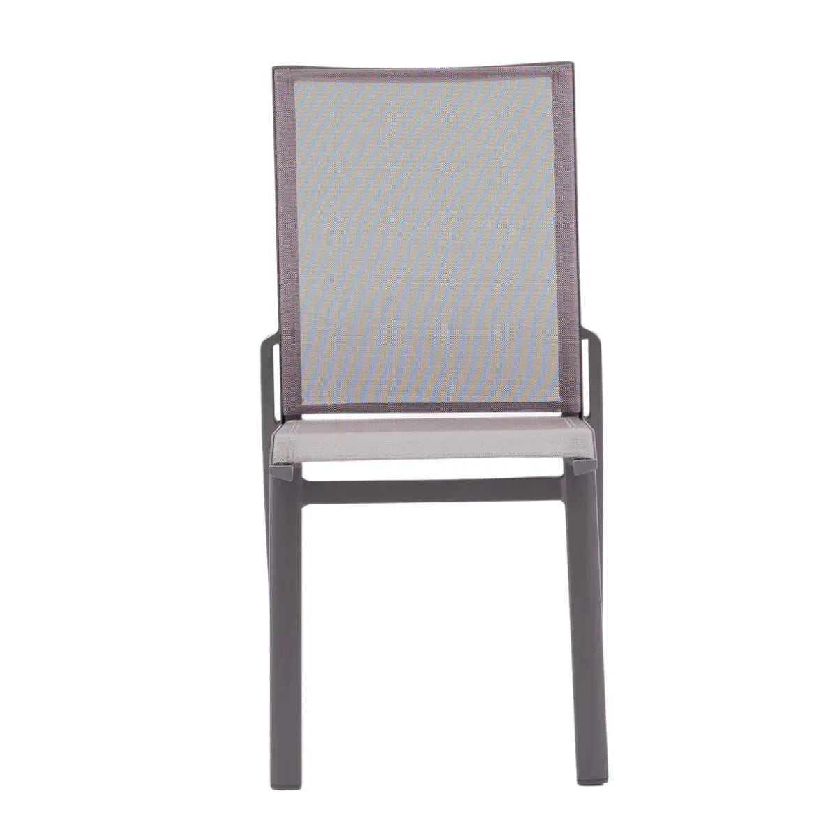 Iris - Stapelstuhl aus Aluminium/Textilene anthrazit ohne Armlehnen