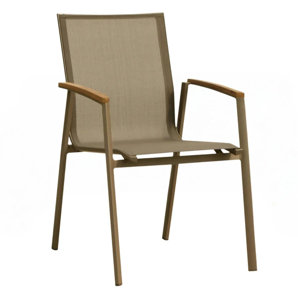 Lyra - Stapelstuhl aus Aluminium / Textilene anthrazit mit Armlehnen