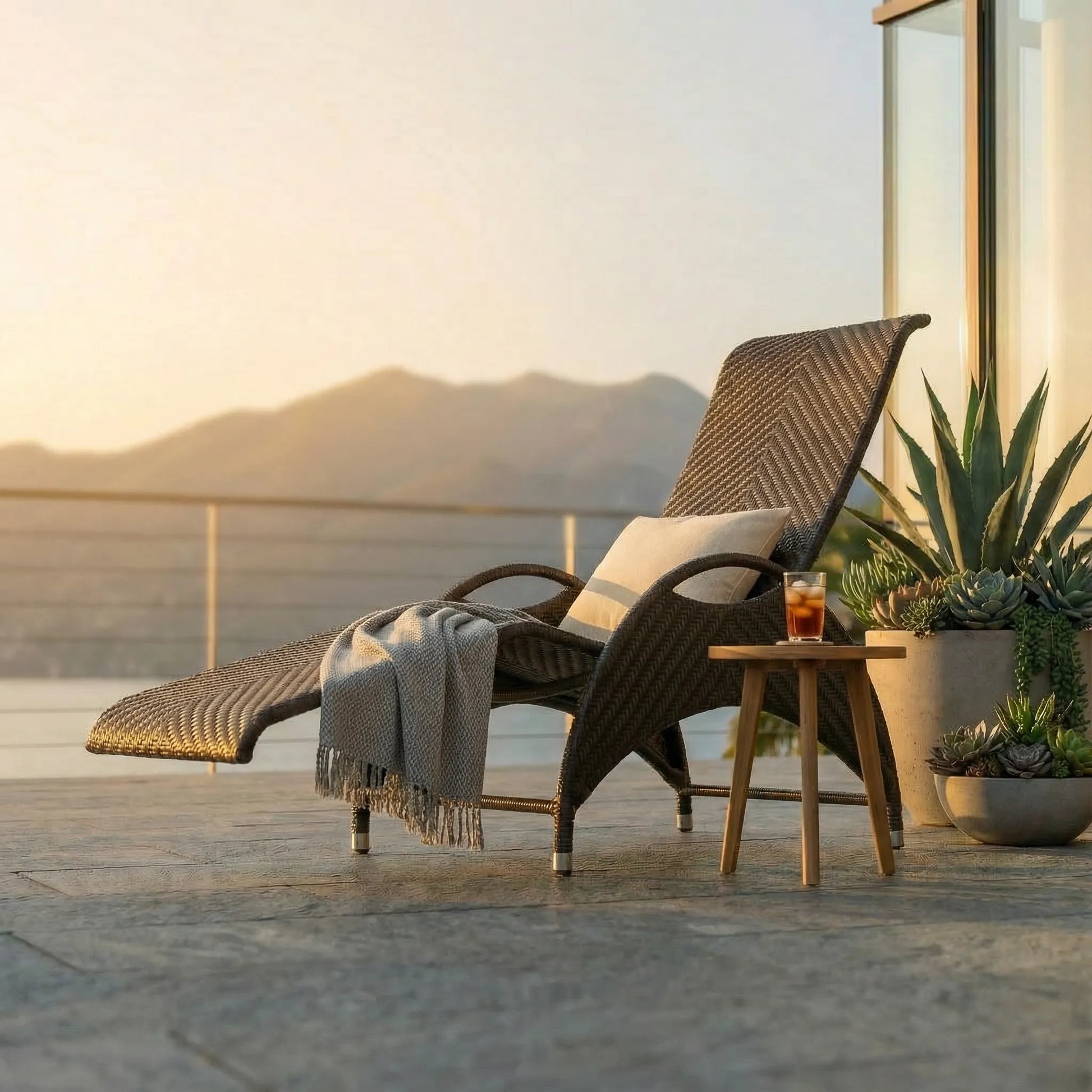 Relax Lounger X-Type Aluminium/Polyrattan java braun