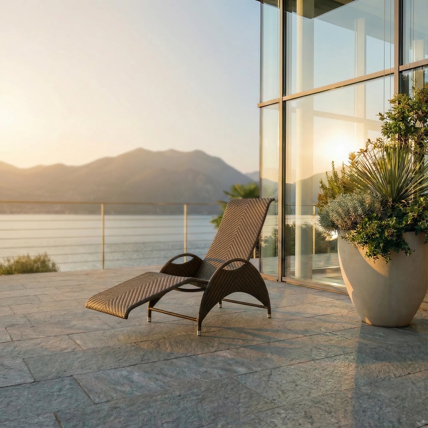 Relax Lounger X-Type Aluminium/Polyrattan java braun