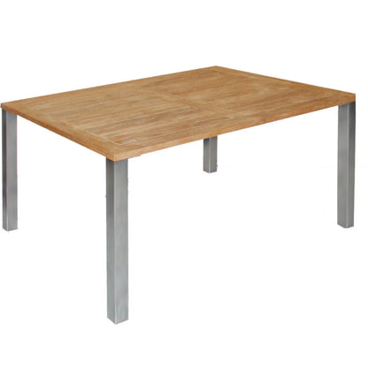 Tisch Taurus aus Teakholz mit 4-Eckfüßen in Edelstahl in verschiedenen Größen