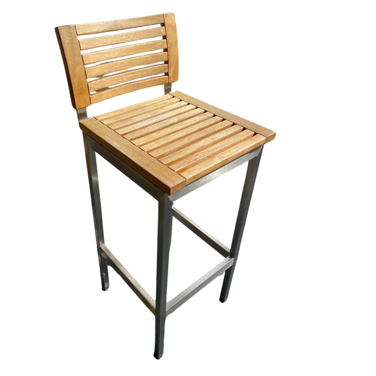 Barstuhl Centauri mit Rückenlehne Teakholz/Edlestahl