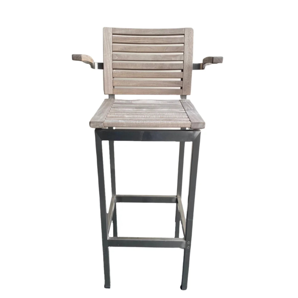 Barstuhl Centauri Teakholz/Edelstahl mit Armlehnen