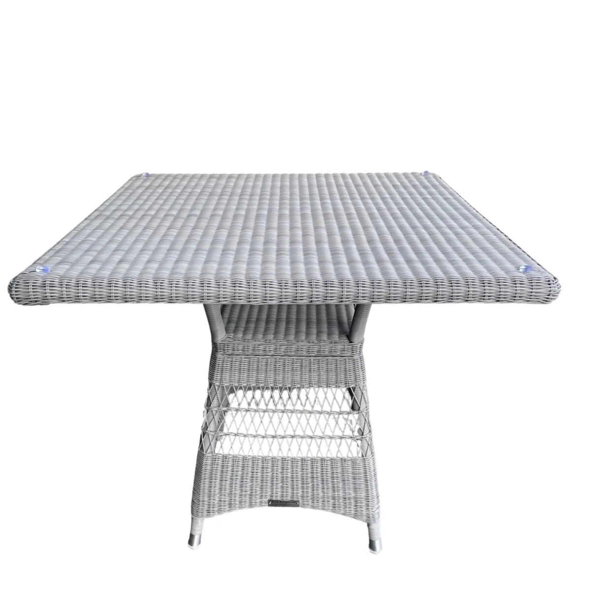 Matahari Gartentisch Acapulco Ø 100 cm Aluminium/Polyrattan grau mit Glasplatte