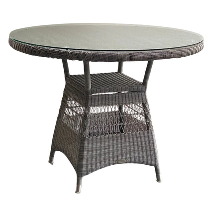 Matahari Gartentisch Acapulco Ø 100 cm Aluminium/Polyrattan grau mit Glasplatte