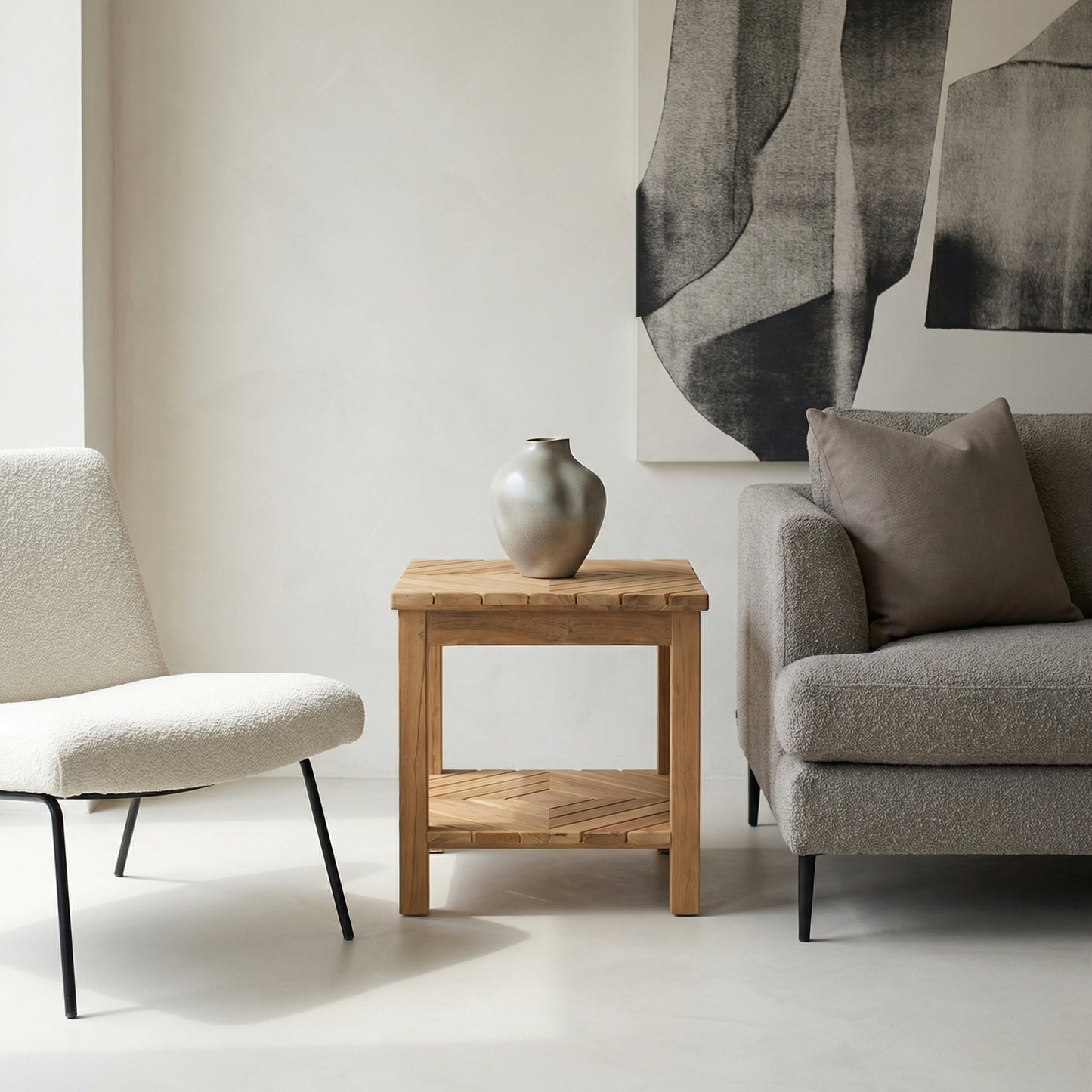 Matahari Teak Beistelltisch Aphrodite mit Ablage