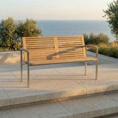 Stapelbank Centauri 150 cm Teakholz/Edelstahl