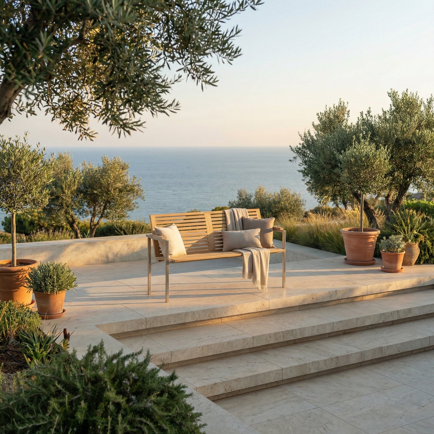 Stapelbank Centauri 150 cm Teakholz/Edelstahl