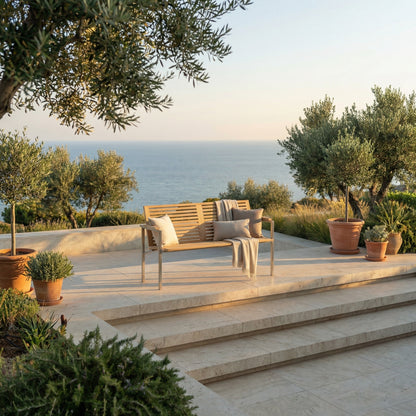 Stapelbank Centauri 150 cm Teakholz/Edelstahl