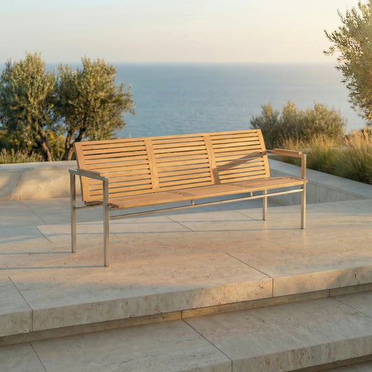 Stapelbank Centauri 215 cm Teakholz/Edelstahl