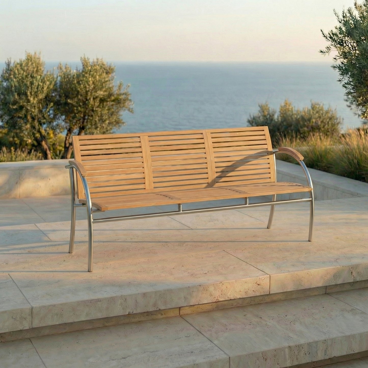 Gartenbank Ariane 4-Sitzer Teakholz/Edelstahl