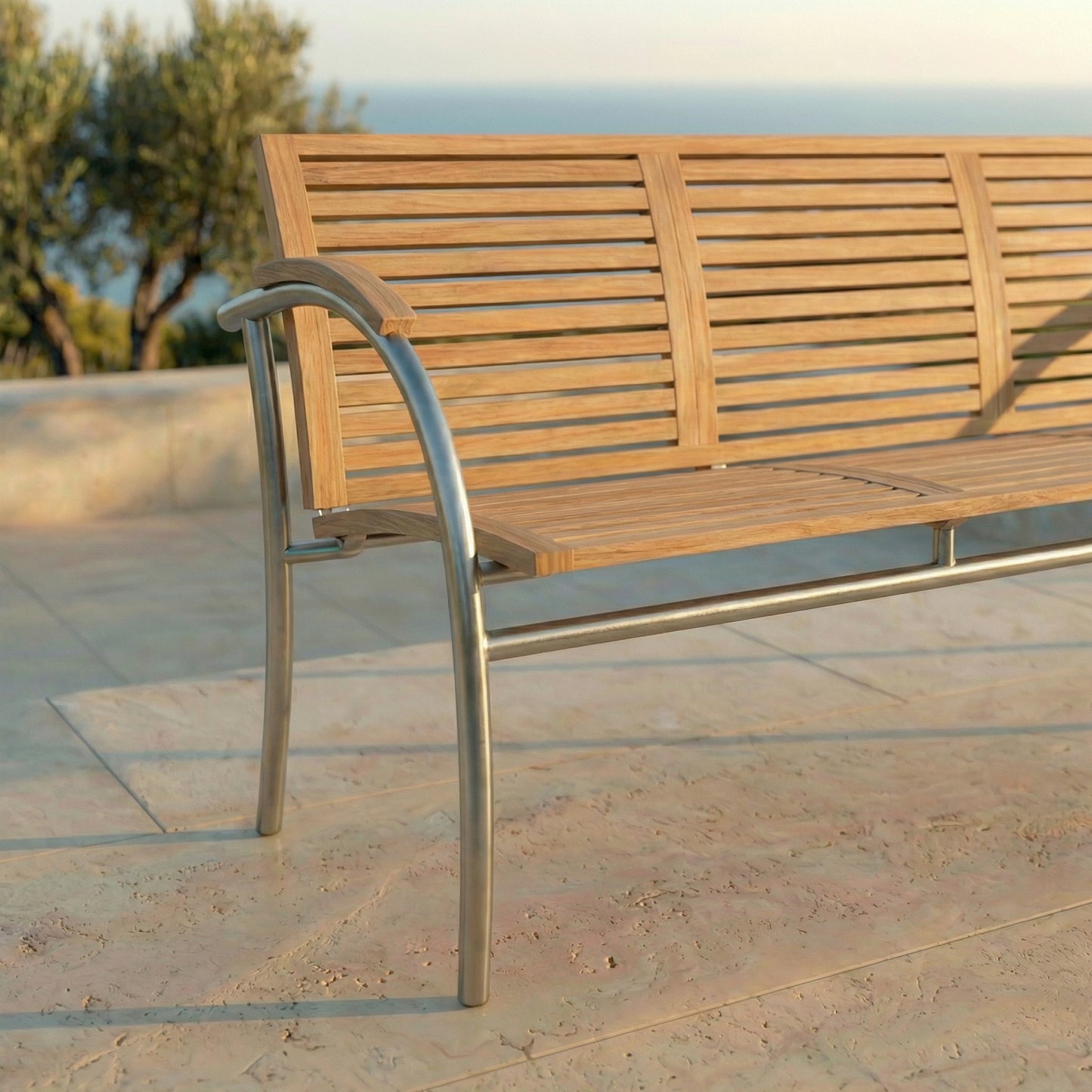 Gartenbank Ariane 4-Sitzer Teakholz/Edelstahl